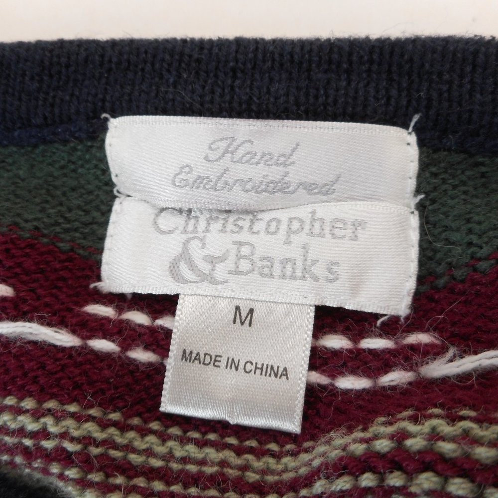 Christopher Banks Women's Size M Cardigan Sweater Full Zip Snowman Winter - Picture 4 of 8